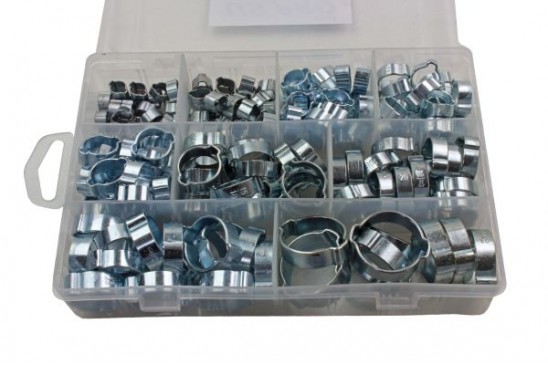 Dubbele oor slangklem (2-oor klemmen) assortiment 175-delig